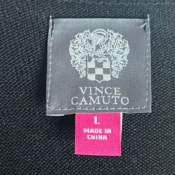 Vince Camuto Black White Trimmed Layered Ruffle Cuff Sweater Dress Women’s Large - Picture 6 of 13